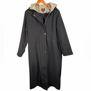 Gallery Long Black Hooded Full Length Coat Women’s Size 10 Removable Liner